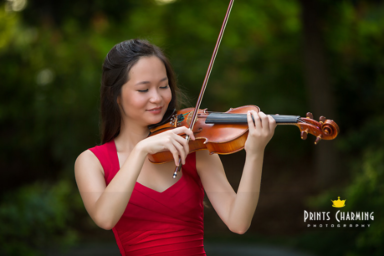 Grace's high school senior portraits at the park with violin and red dress - PCP_GL_1716edited